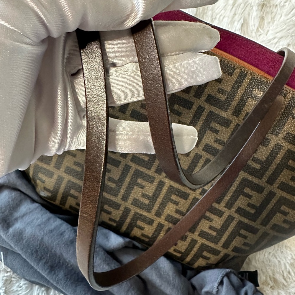 Fendi Zucca Spalmati small role tote tobacco fuchsia - Picture 14 of 17